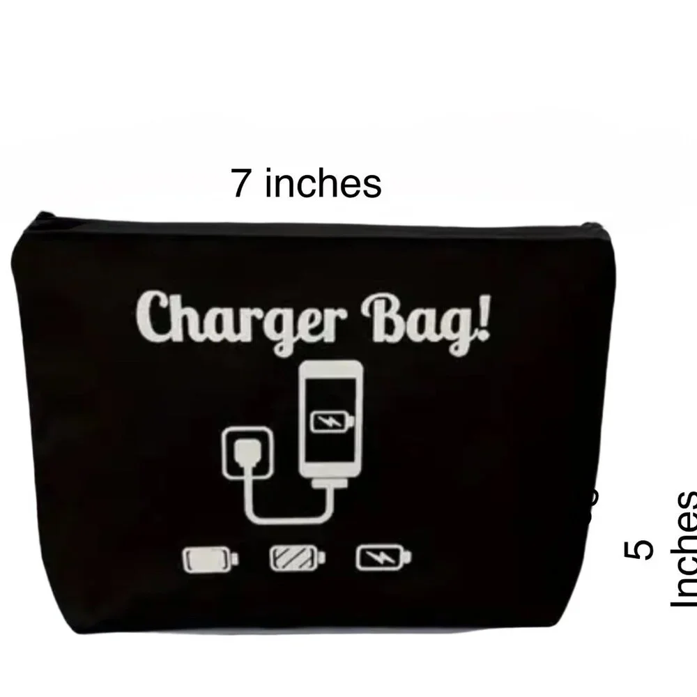 Black Charger Bag Travel Pouch Electronic Cable Organizer 7x5